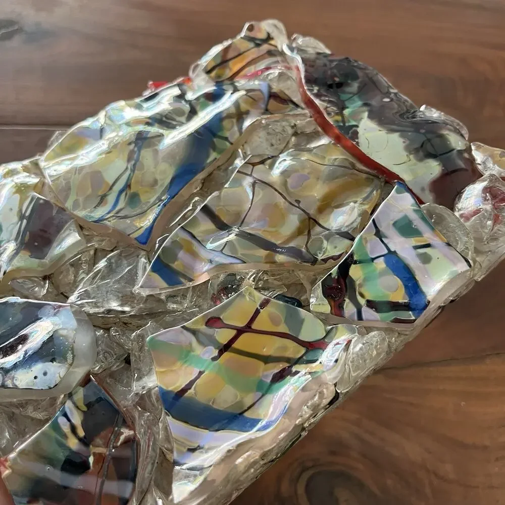 Murano Glass Shards Art Piece Paperweight Trivet Display 7.5